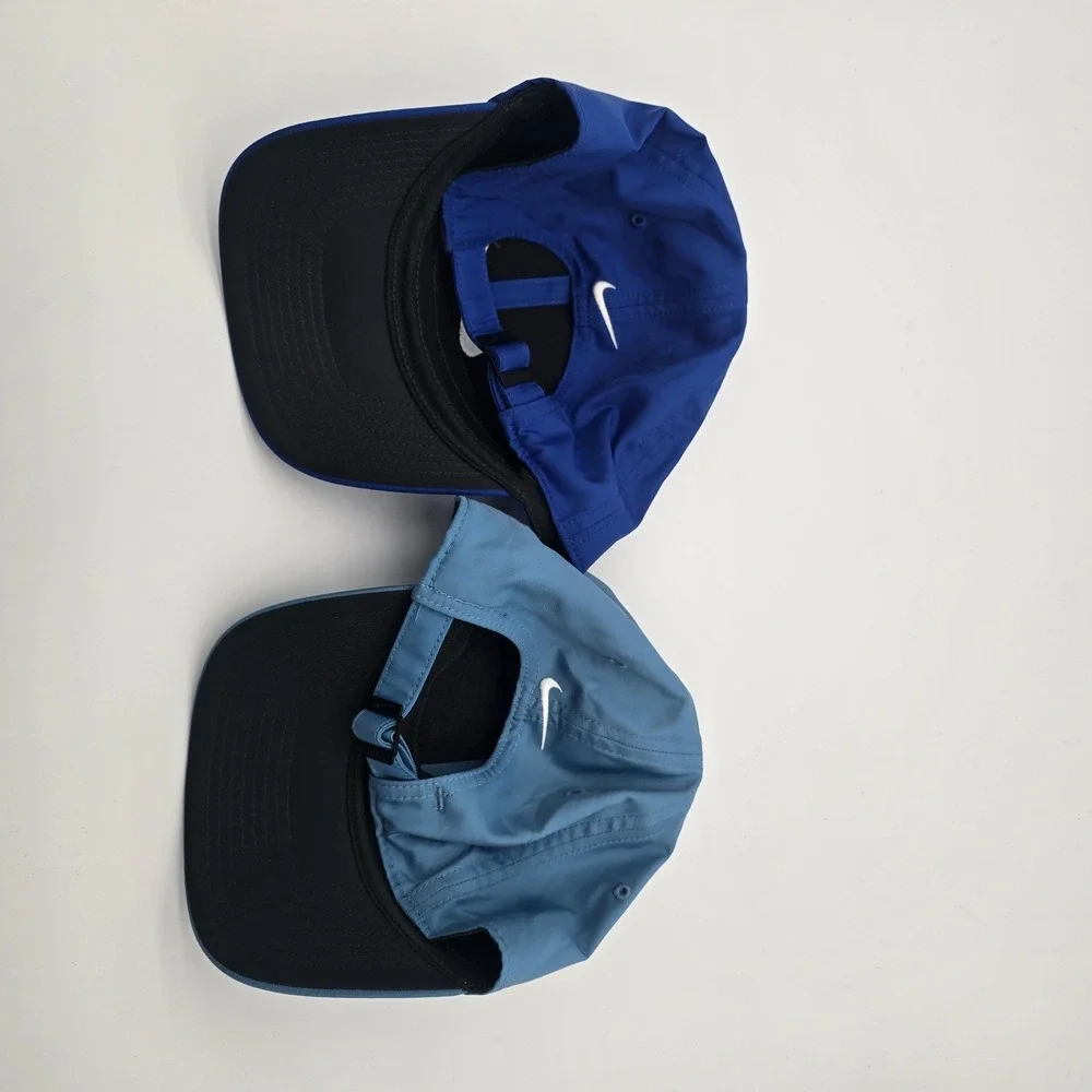 Lot of two (2) Nike Golf Legacy91 Dri-Fit Strapback Hat Royal Blue Navy Blue EUC